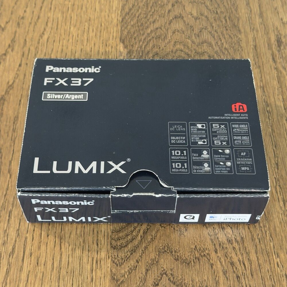 Panasonic Lumix DMC FX37 Silver Camera Box Bundle Battery Charger SD card TESTED